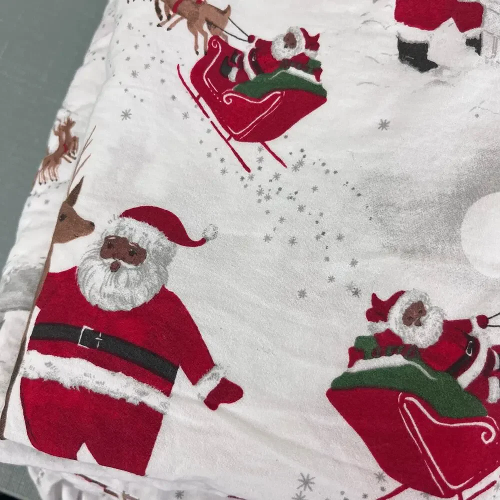 Pottery Barn Kids Heritage Black Santa Organic Twin Size Sheet Set